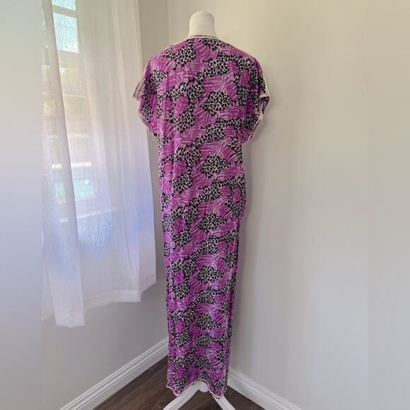 Magenta Leopard Print Embroidered Lightweight Maxi Dress - Picture 6 of 6